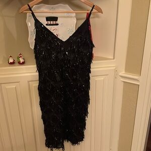 Strappy black sequin party dresses -sz M